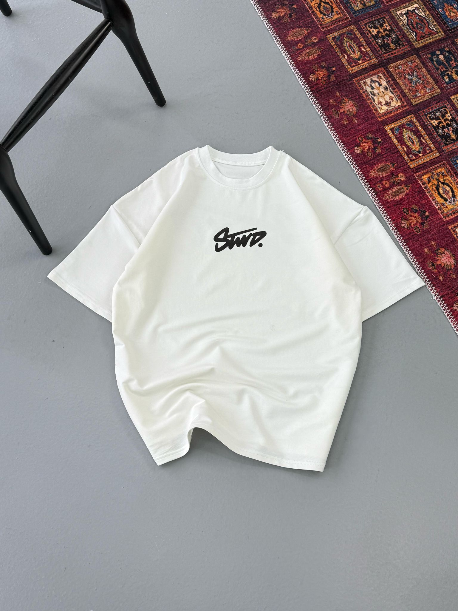 Beyaz Swd Sırt Baskılı Oversize Kısa Kol Tshirt
