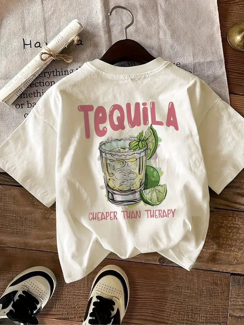 Beyaz Tequila Kısa Kol Oversize T-Shirt