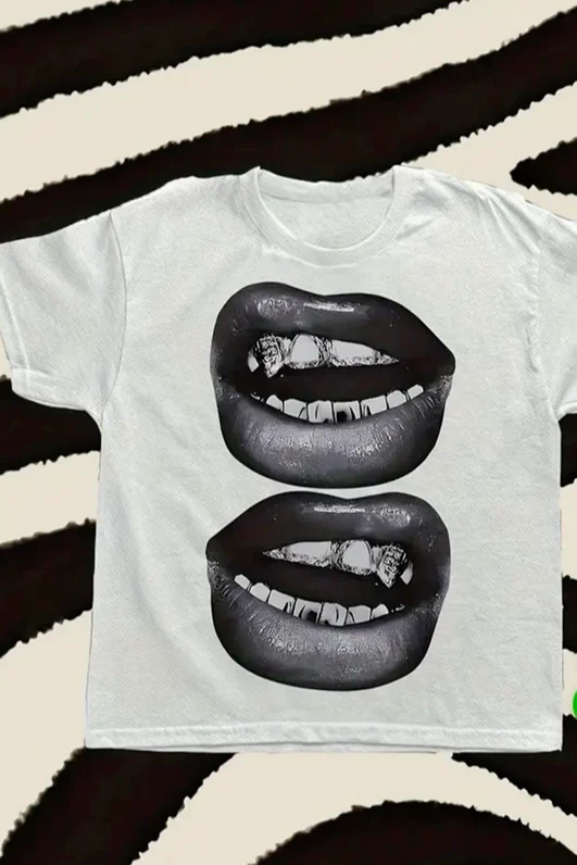 Beyaz Two Lips Kemer Boy Bluz