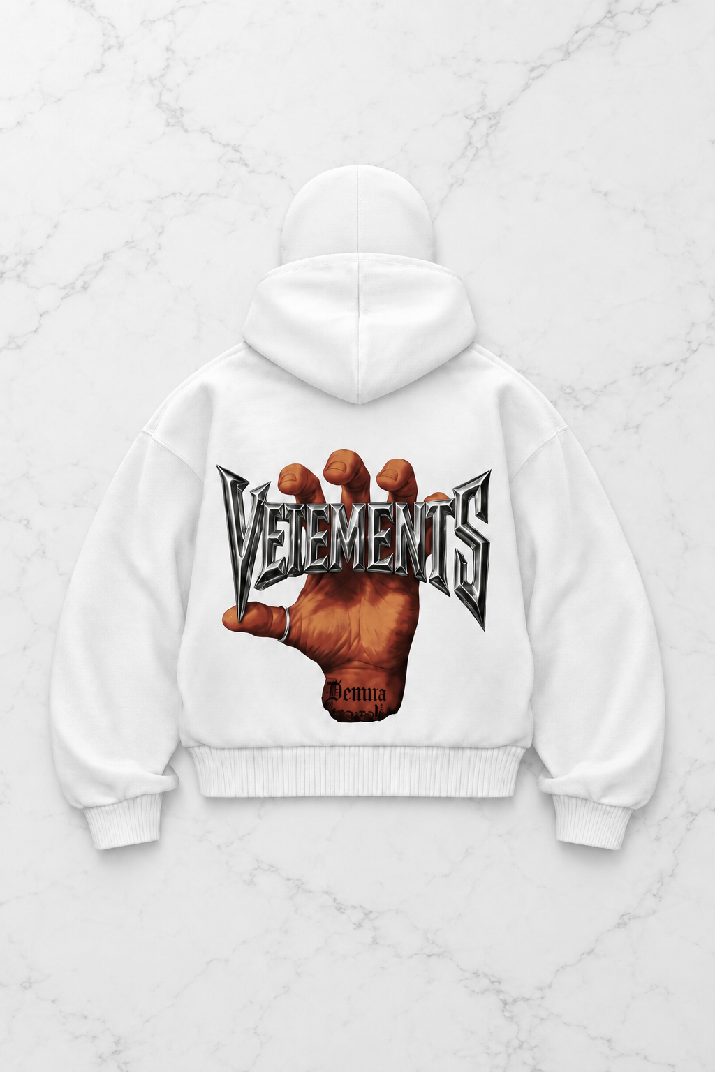 Beyaz Vetements Baskılı Kar Maskeli Unisex Sweatshirt Hırka
