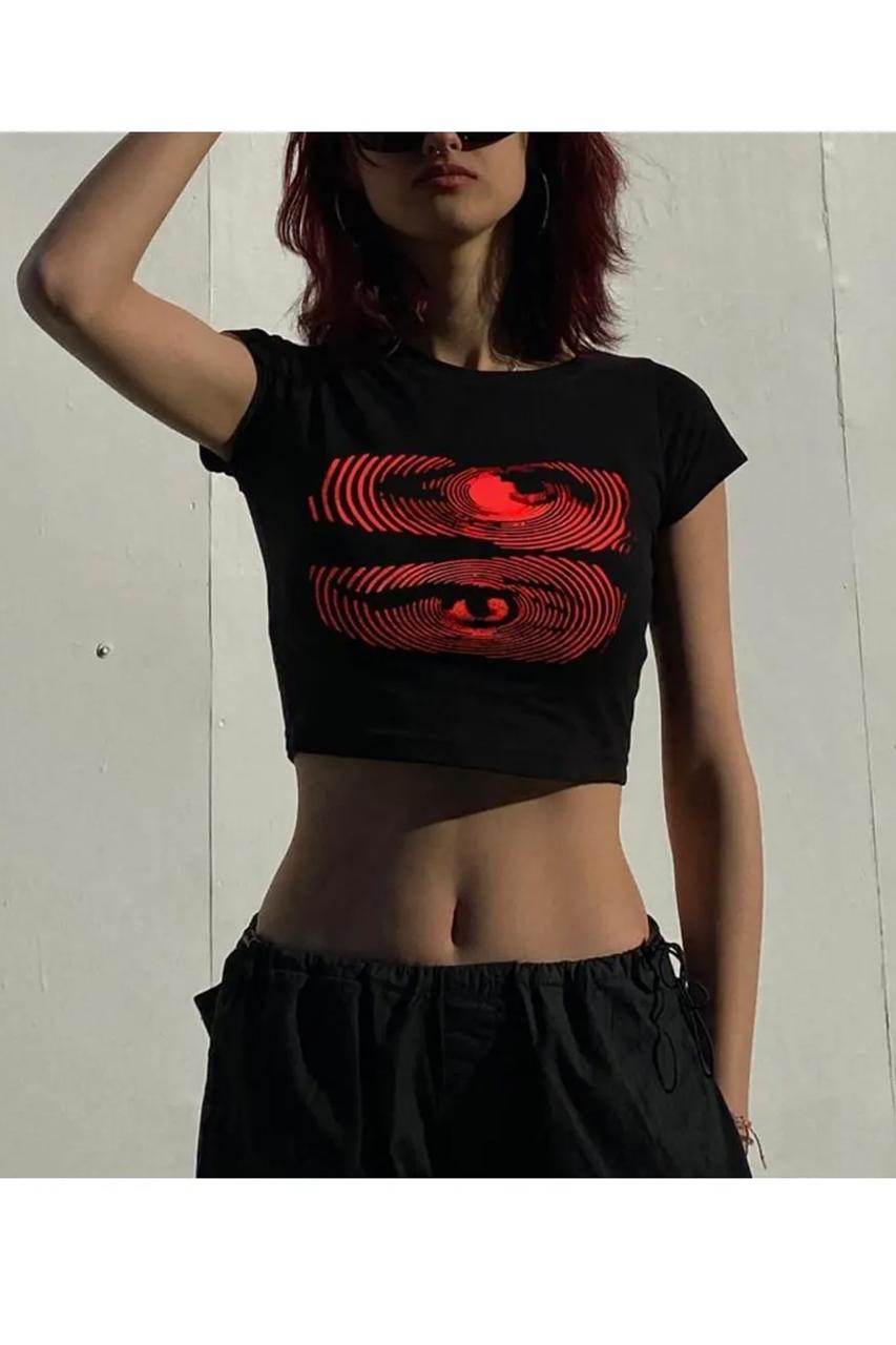 Black See Detail Crop Top