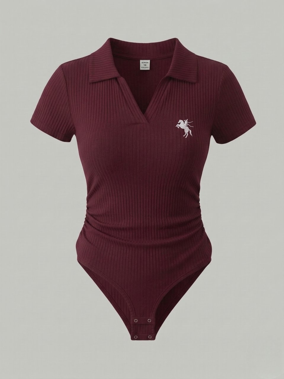 Bordo Polo Yaka Fitilli Likralı Premium Zıbın