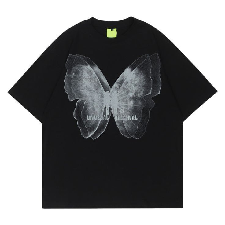 Butterfly Dark Oversize Unisex Siyah T-shirt