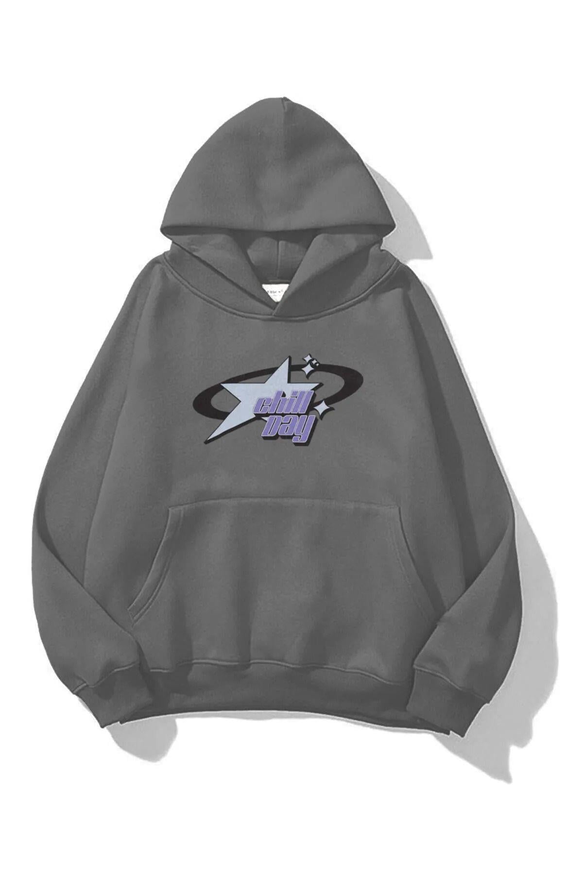 Chill Day Detail Oversize Unisex Sweatshirt