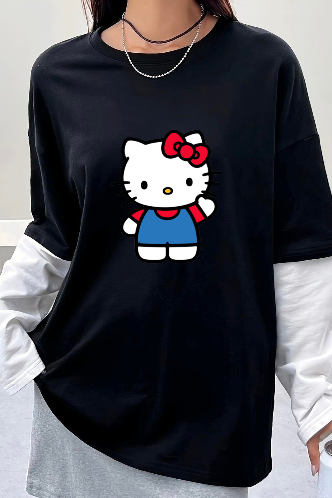 Deftones Baskılı Siyah Reglan Kol Uzun T-shirt