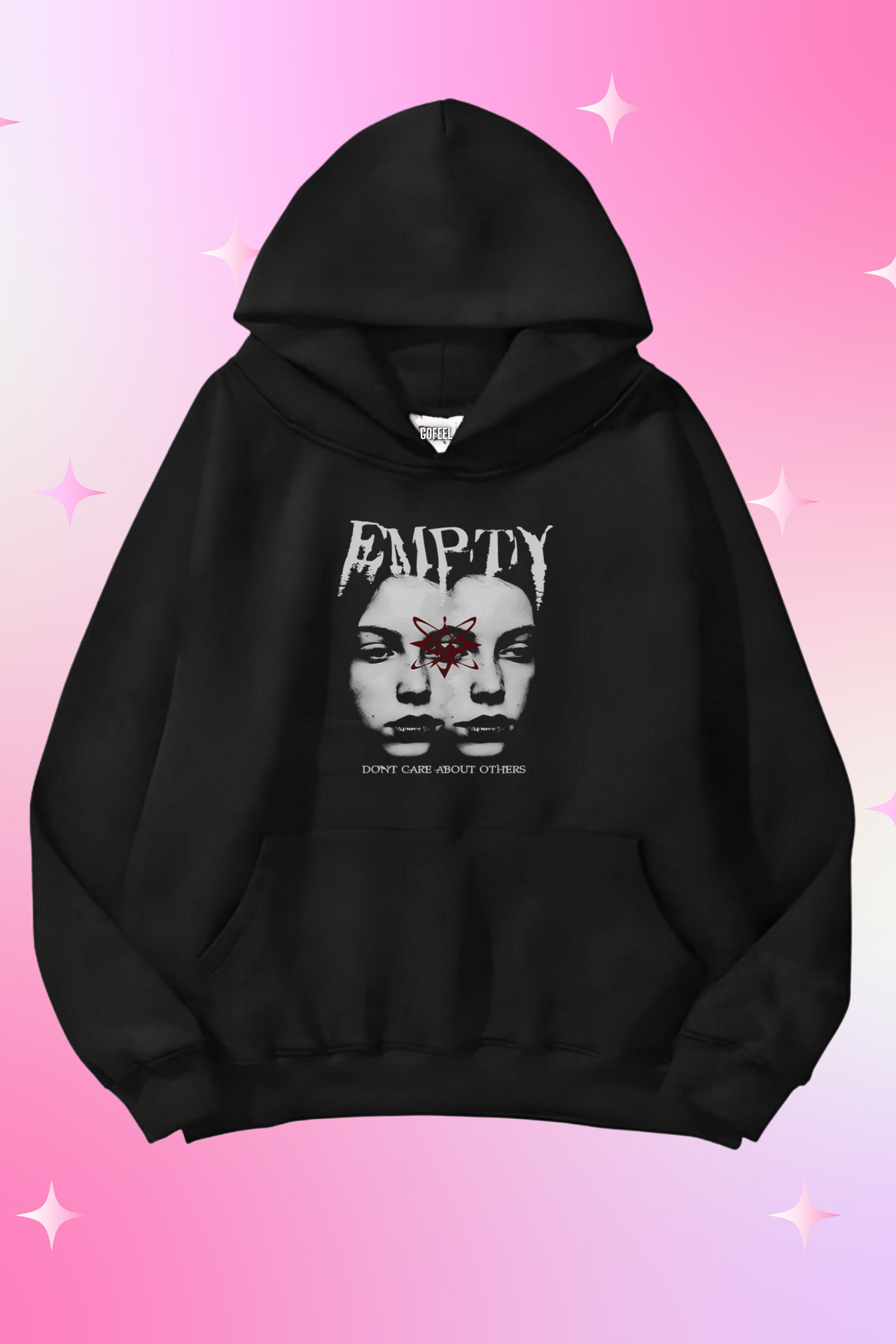 Empty See Face Siyah Kapüşonlu Oversize Unisex Sweatshirt