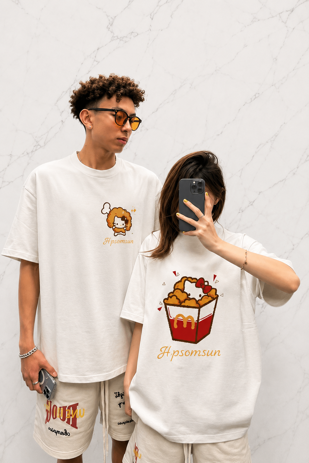 (Erkek) Hello Kitty Pop Corn Oversize Unisex T-shirt