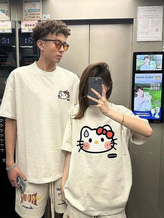 (Erkek) Şaşkın Kitty Oversize Unisex T-shirt