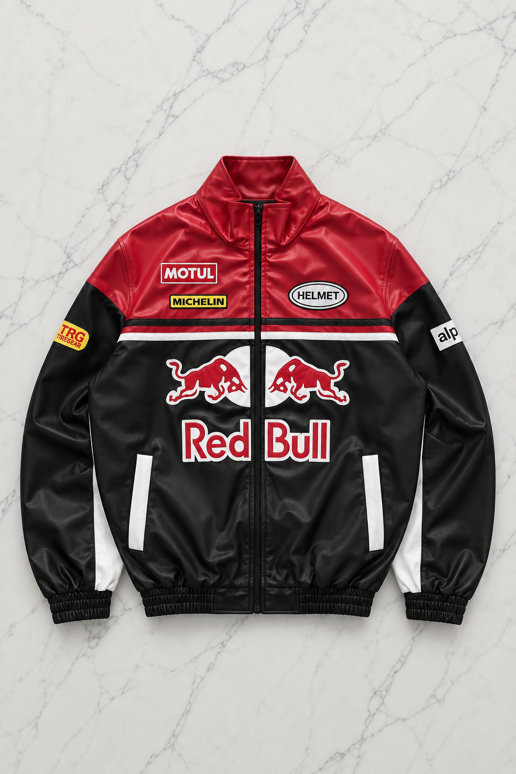 F1 Redbull Kırmızı/Siyah Deri Unisex Ceket