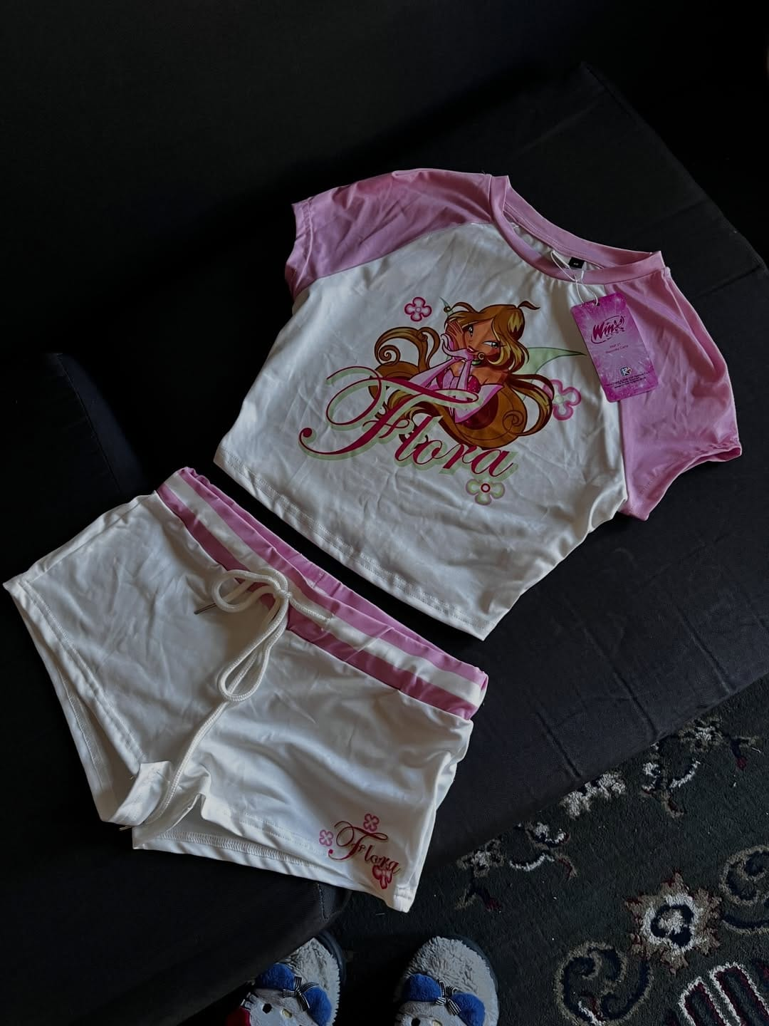 Flora Pembe Şort T-shirt Takım