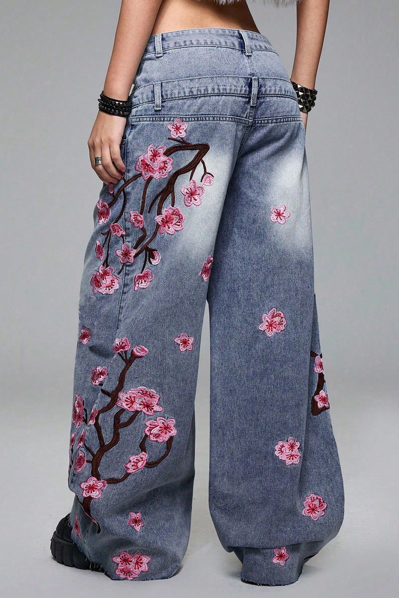 Flower Warriors Yıkamalı Jean Pantolon
