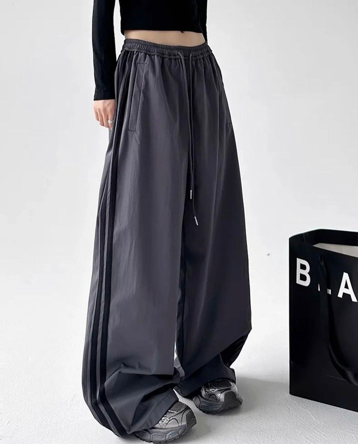 Füme Baggy Double Line Paraşüt Eşofman Altı