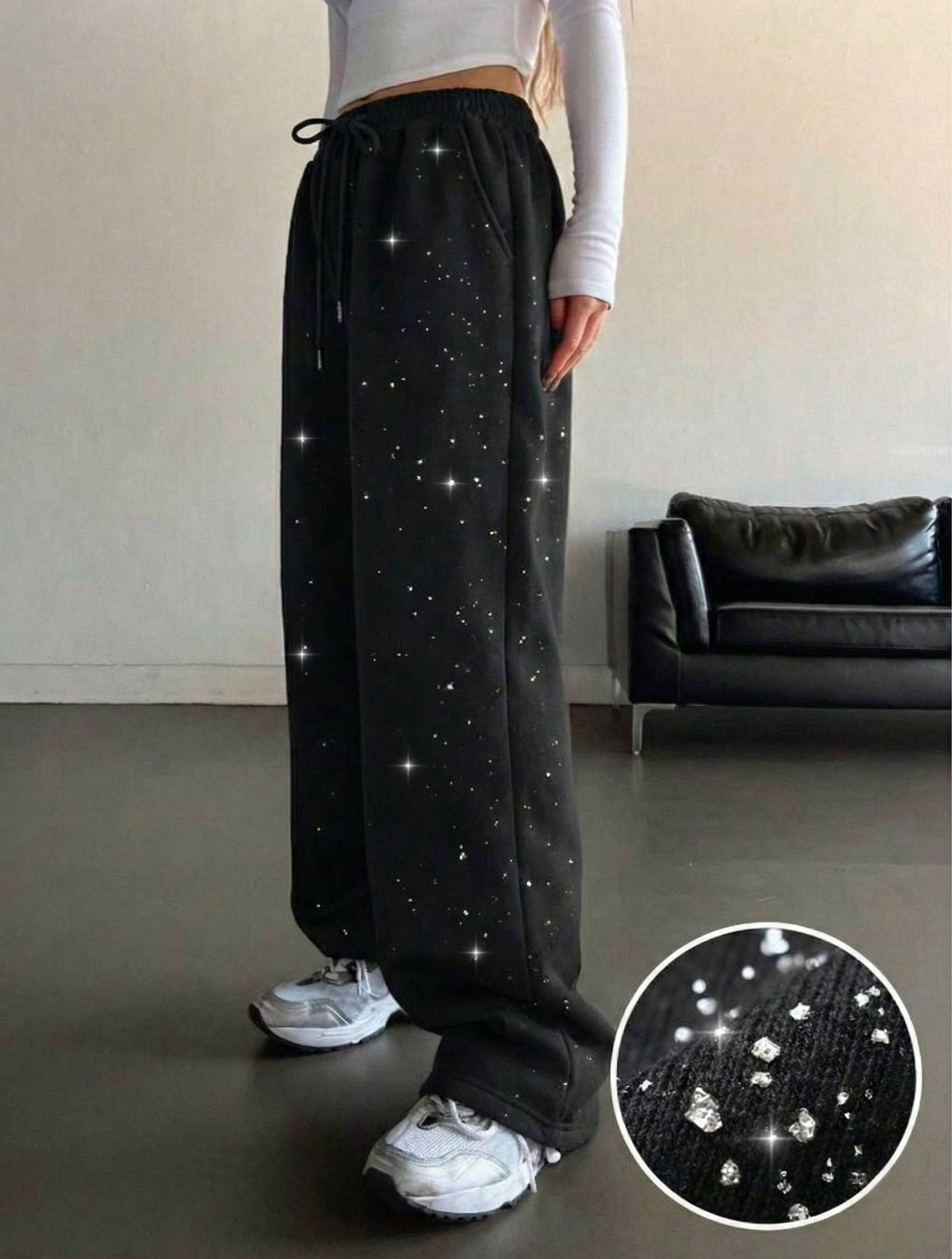 Glow Simli Baggy Unisex Eşofman Altı