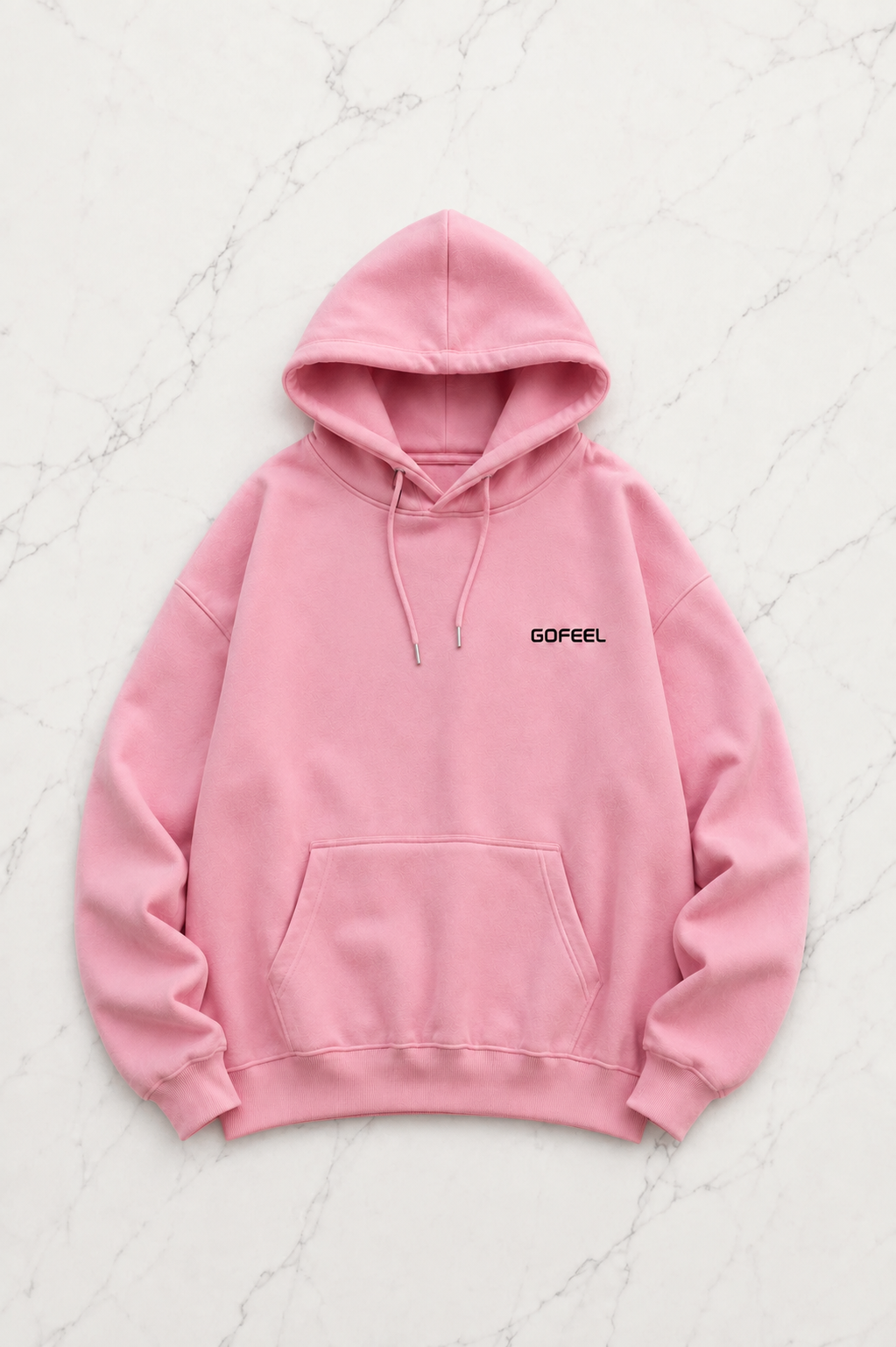 Gofeel Baskılı Premium Oversize Pembe Unisex Hoodie
