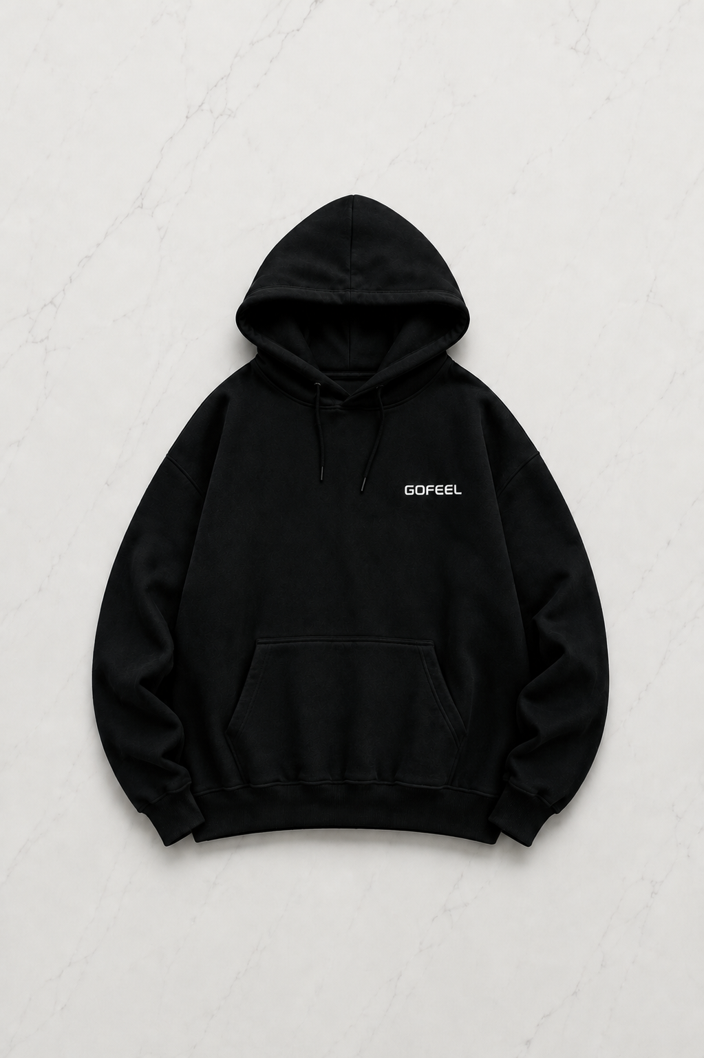 Gofeel Baskılı Premium Oversize Siyah Unisex Hoodie