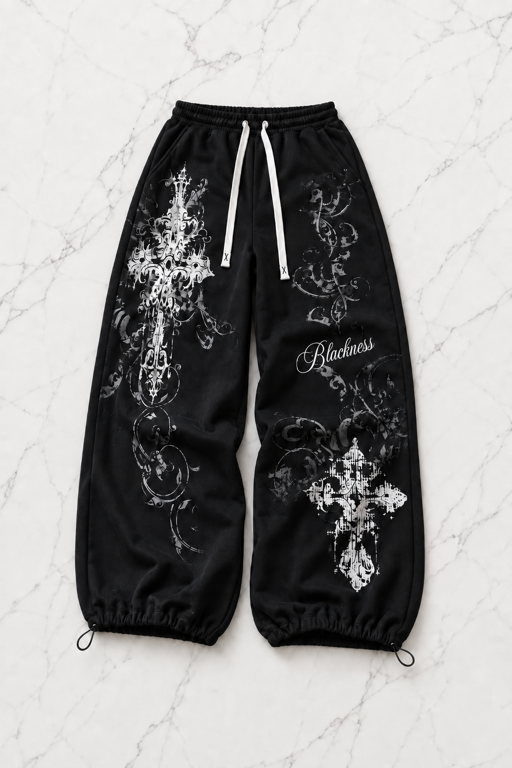 Gothic Rose Detaylı Baggy Unisex Eşofman Altı