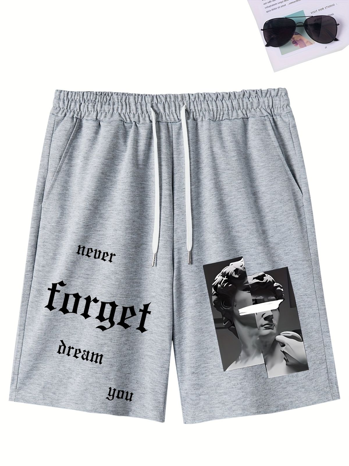 Gri Never Forget Dream Baskılı Şort