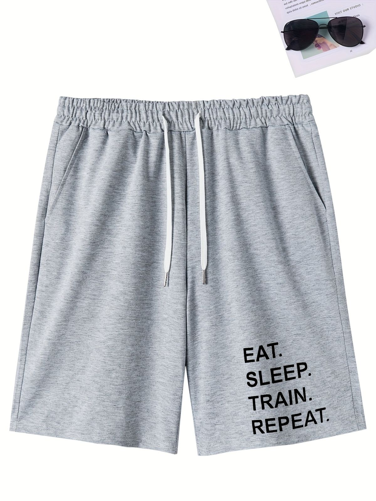 Gri Train Sleep Repeat Baskılı Şort