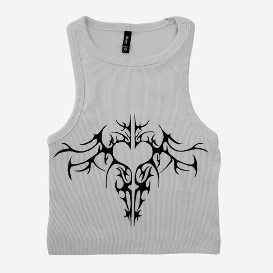 Heart Skull Detail Crop Top