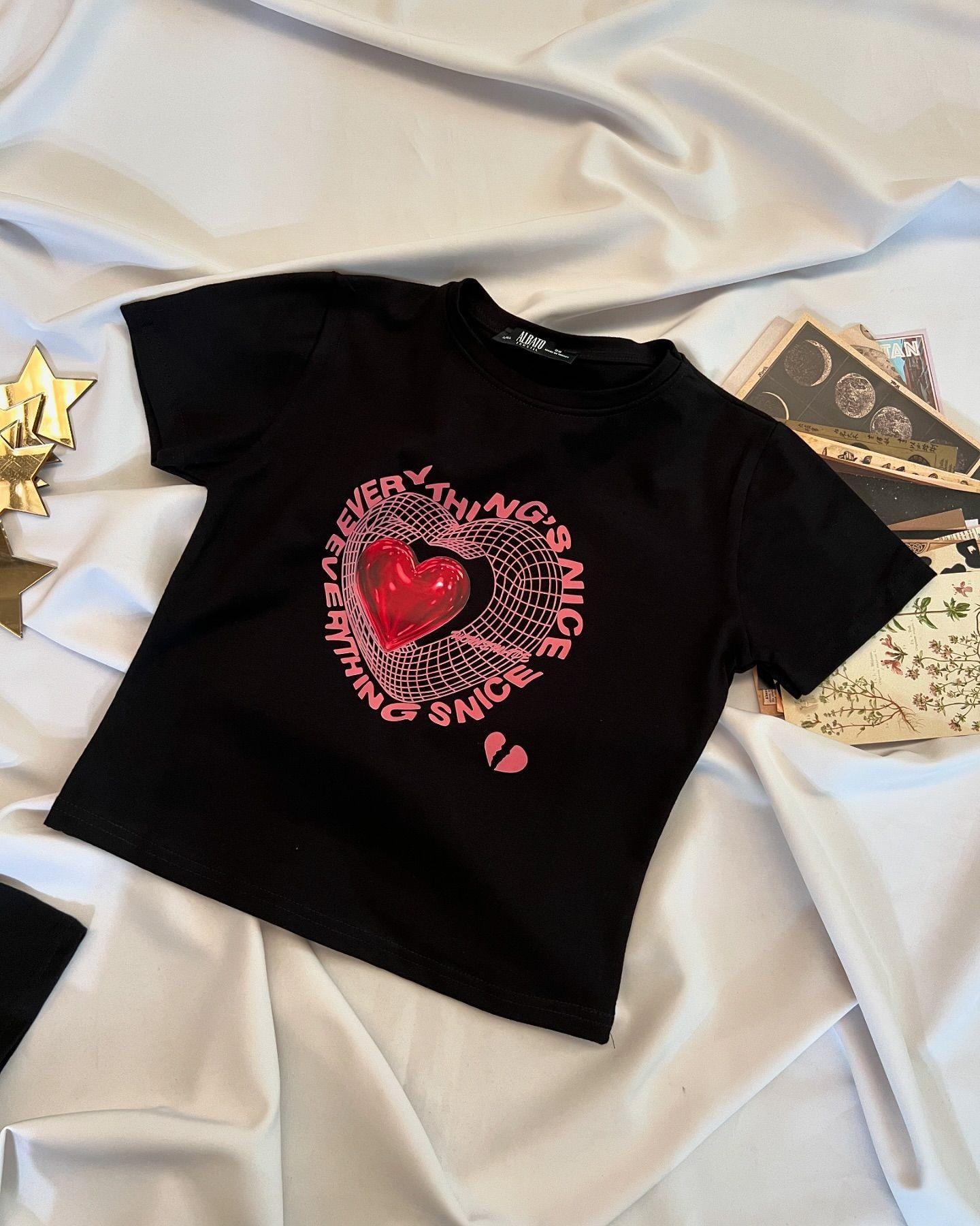 Heart To Return Baskılı Crop Top