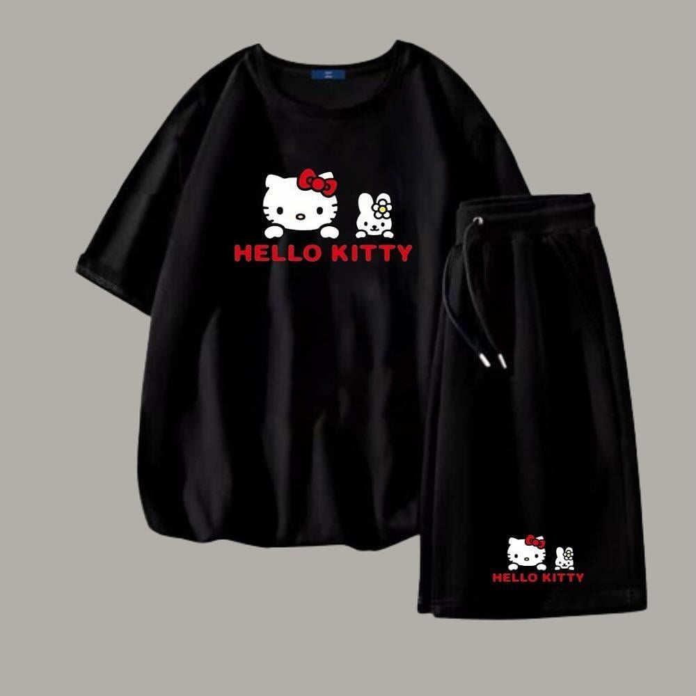 Hello Kitty Detail Unisex Oversize Şort T-shirt Takım