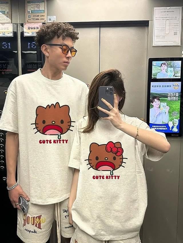(Kadın) Cute Kitty Oversize Unisex T-shirt