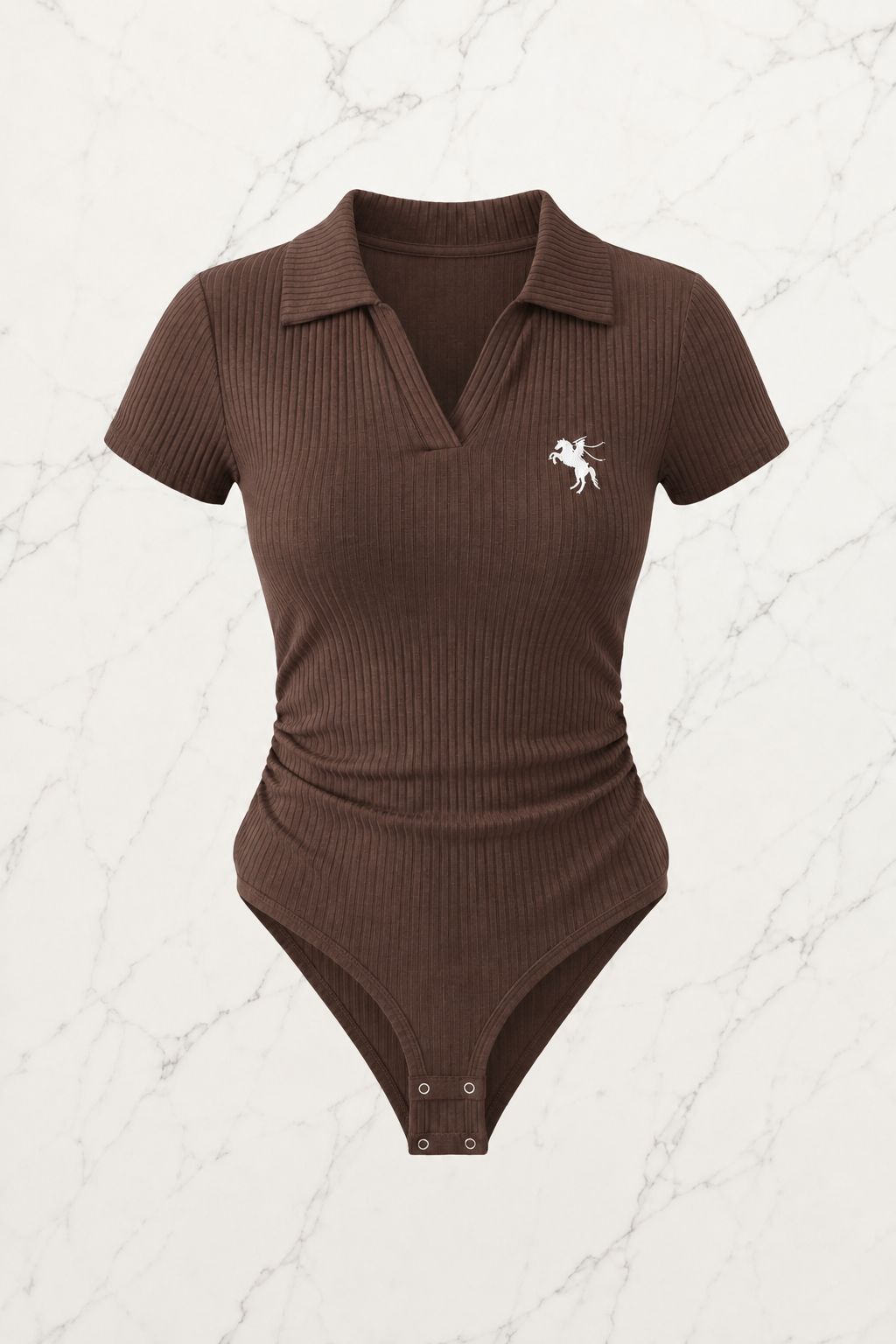 Kahverengi Polo Yaka Fitilli Likralı Premium Zıbın
