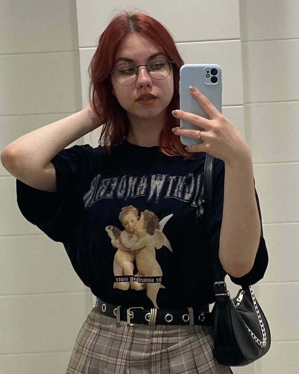 Kemer Boy Aesthetics Girls Baskılı Crop Bluz
