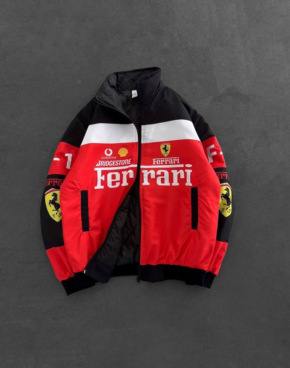 Kırmızı Ferrari Desenli Unisex Bomber Ceket
