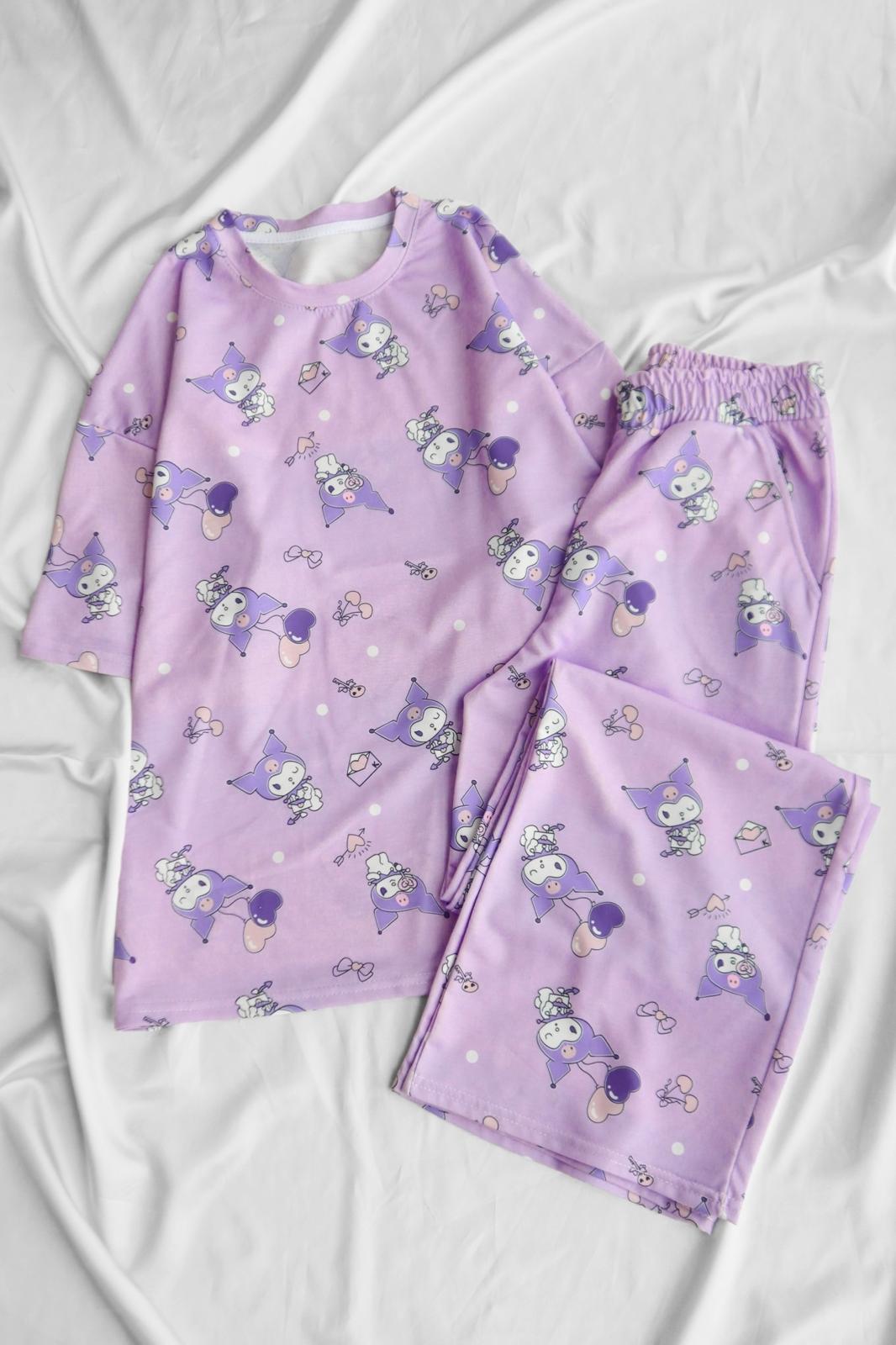 Lila Kuromi Detaylı Unisex  Alt Üst Takım