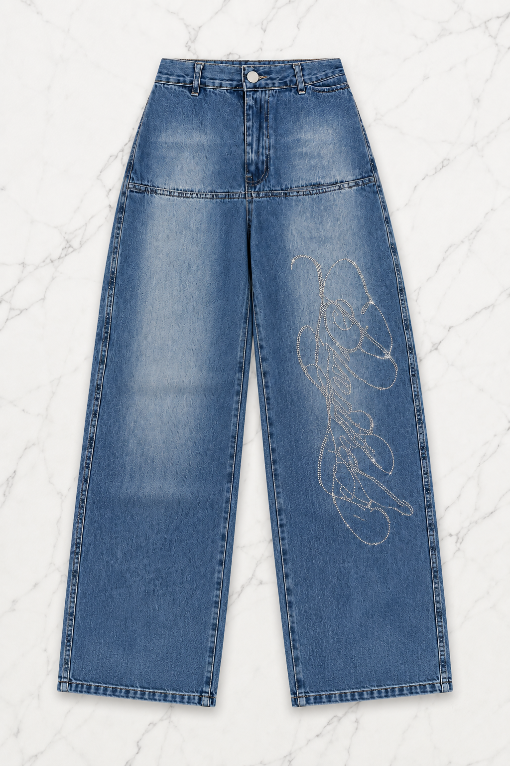 Mavi Angel Baby Parlak Taşlı Baggy Pantolon