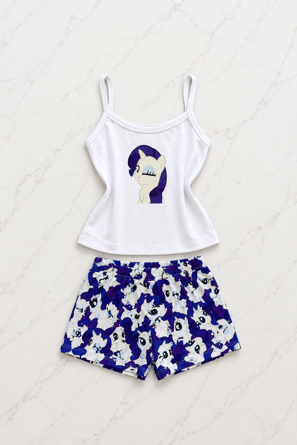 Mor My Little Pony Rarity Desenli Şık Alt Üst Kısa Takım