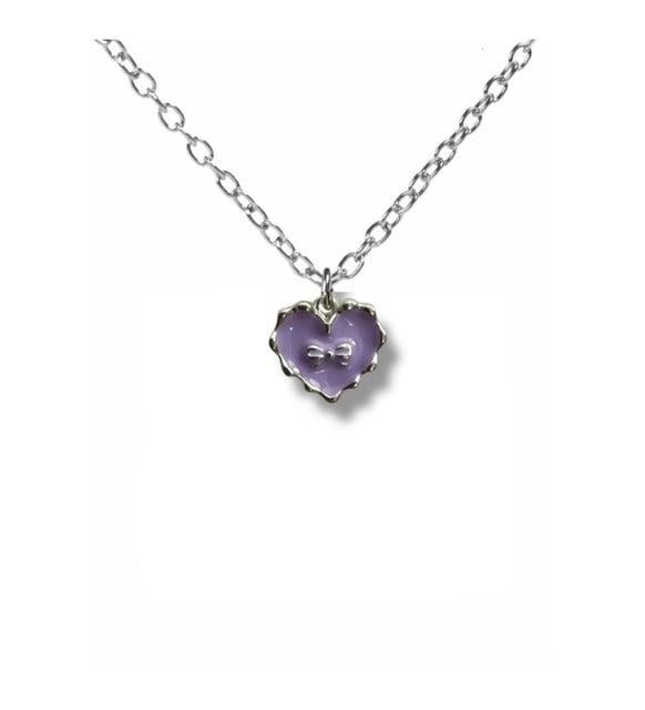 Mor Ribbon Heart Kolye