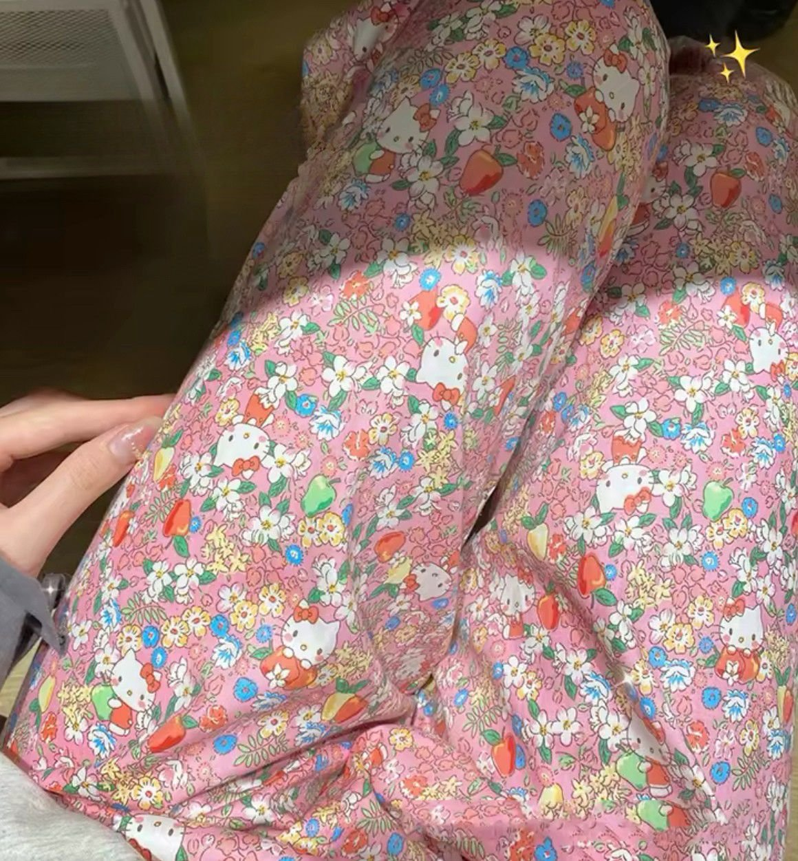 Outlet Pembe Hello Kitty Detail Unisex Pijama
