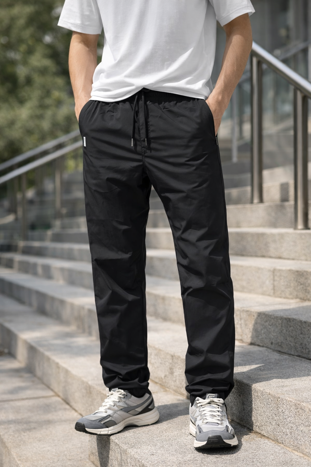 Outlet Siyah Basic Beli Lastikli Eşofman Pantolon