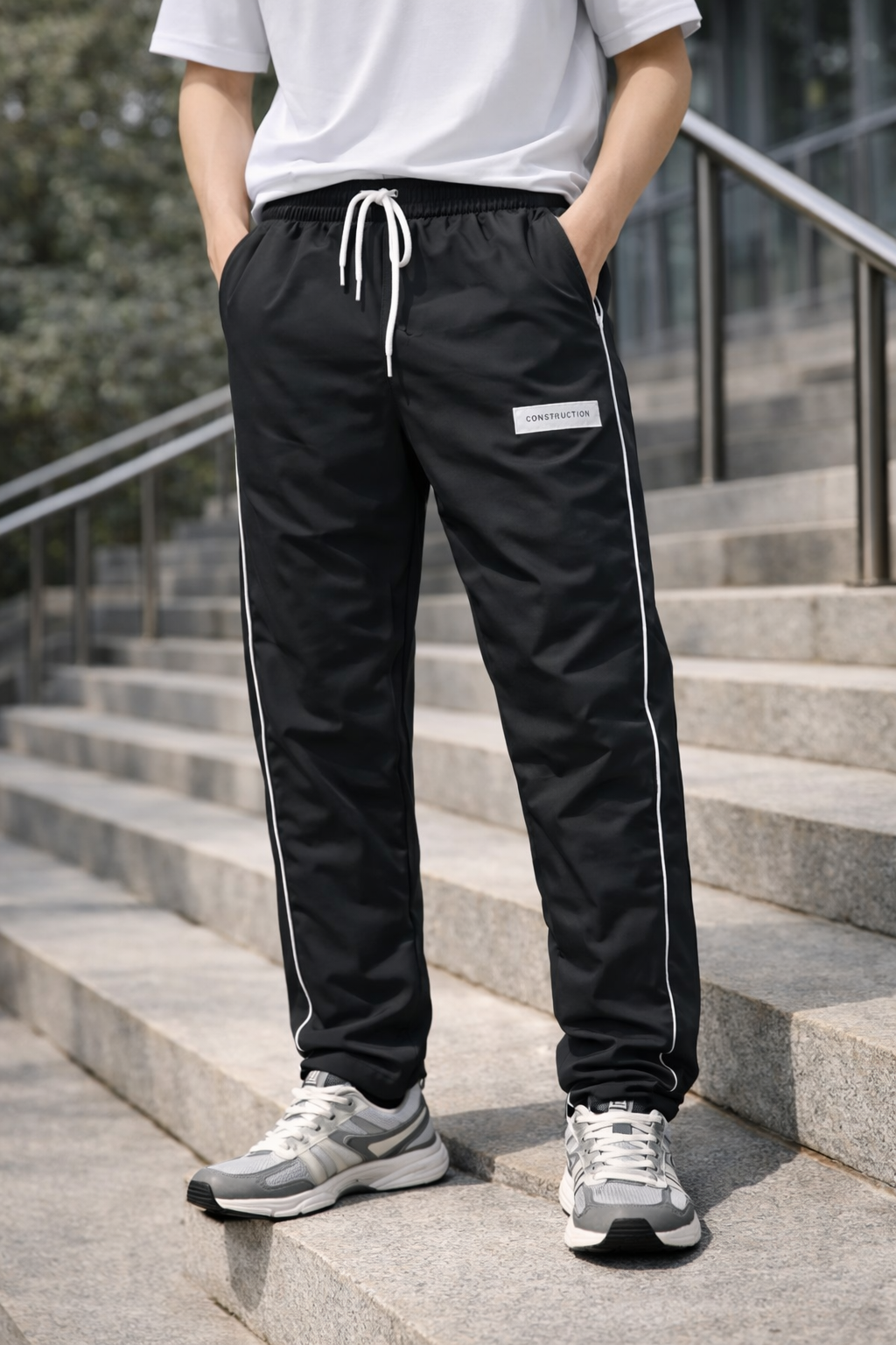 Outlet Siyah Line Çizgili Eşofman Altı Unisex