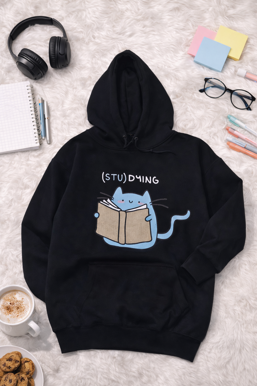 Outlet Stu Siyah Hoodie