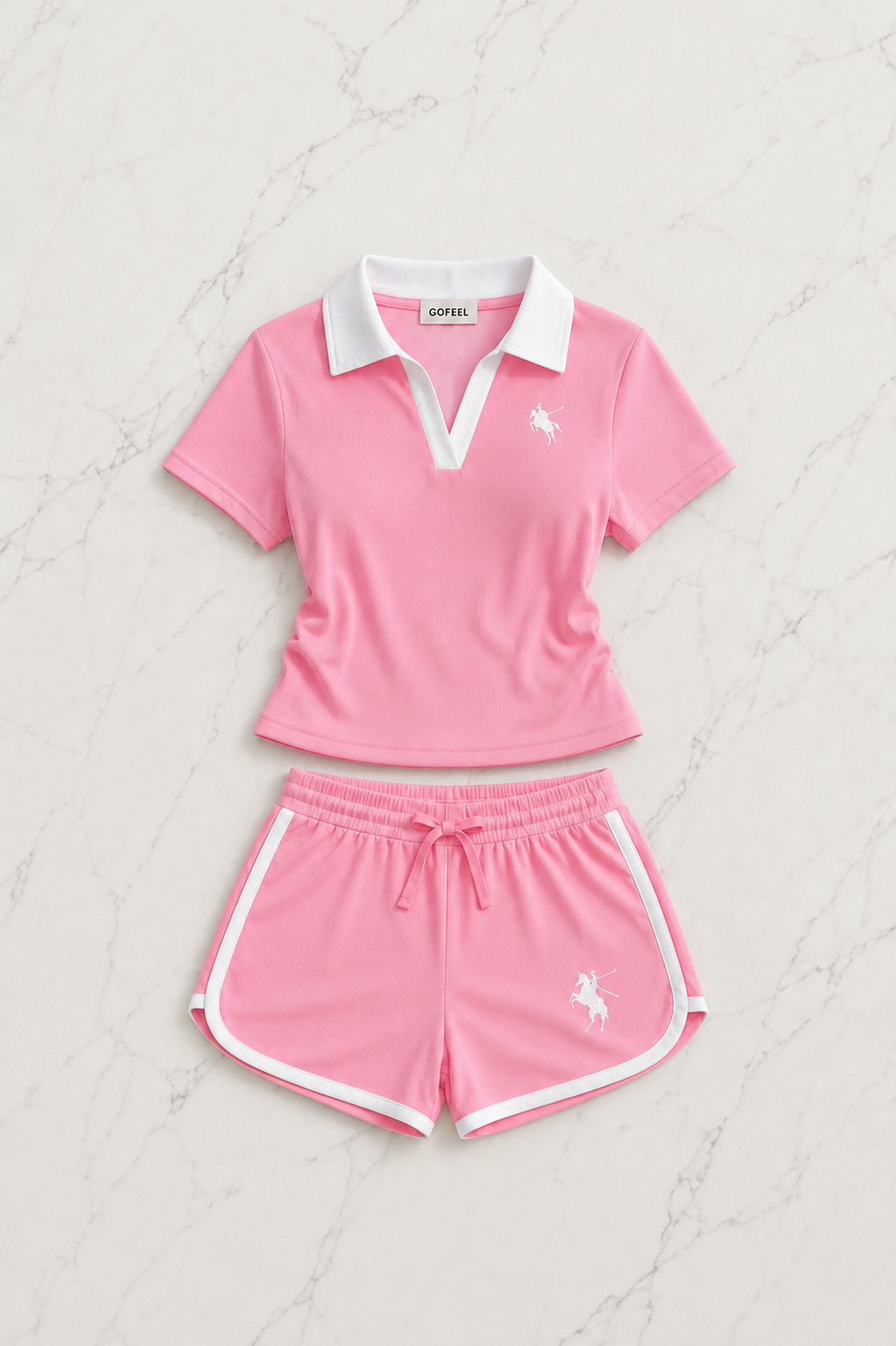 Pembe Fit Polo Yaka Soul Şort Takım