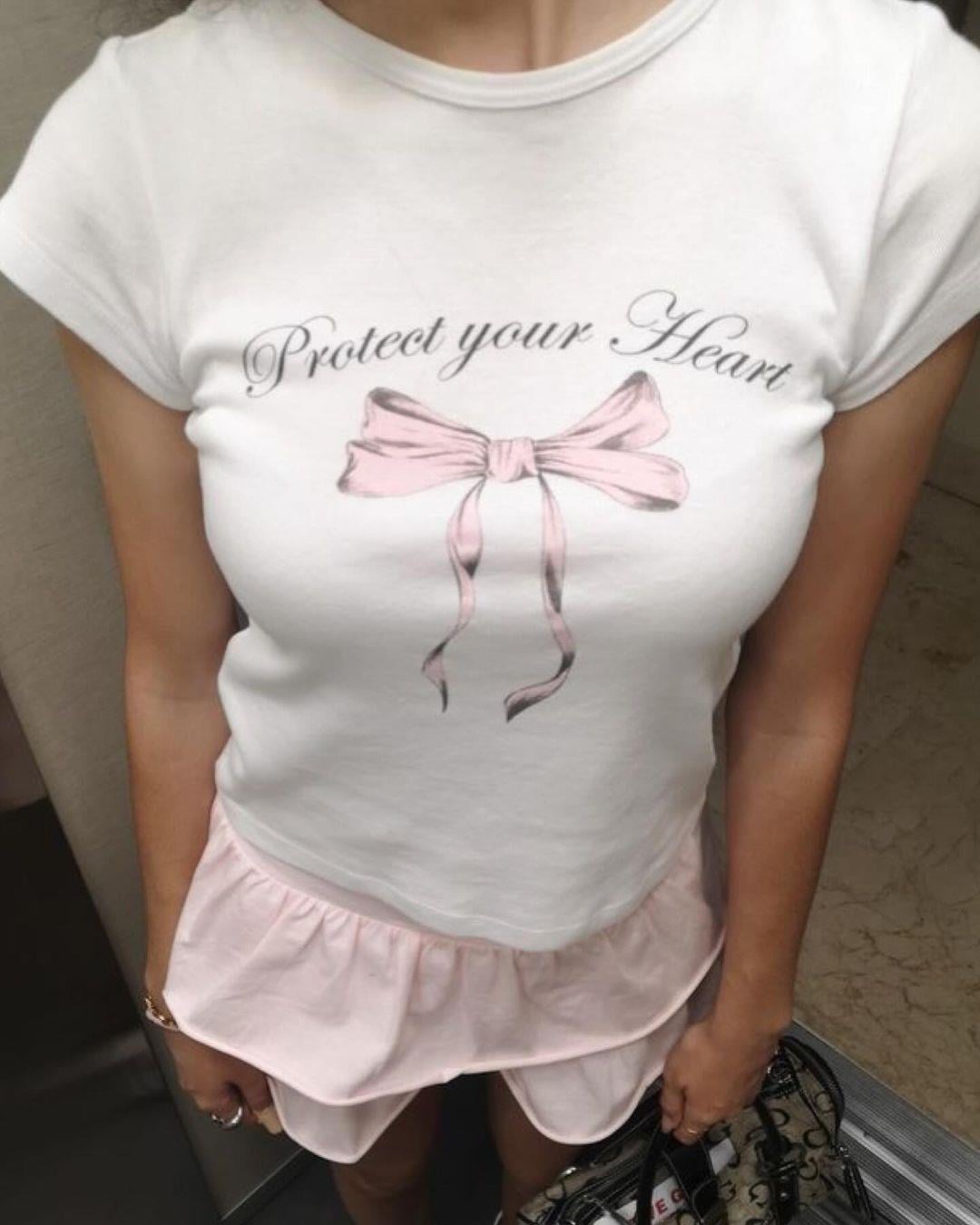 Protect Your Heart Detail Crop Bluz