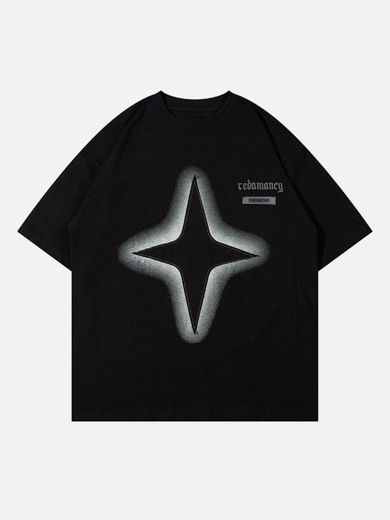 Reba Mancy Star Oversize Unisex Siyah T-shirt