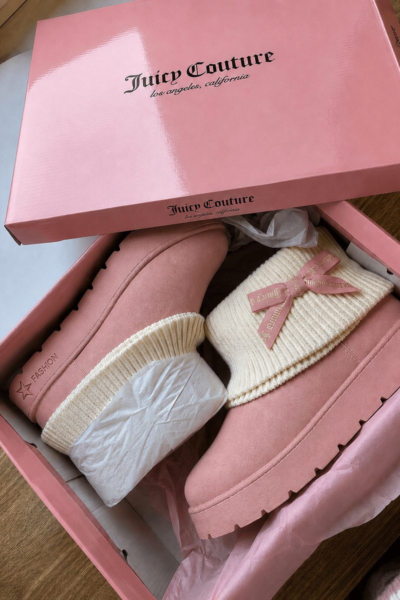 Ribbon Couture Pembe Peluş Dokulu Bot
