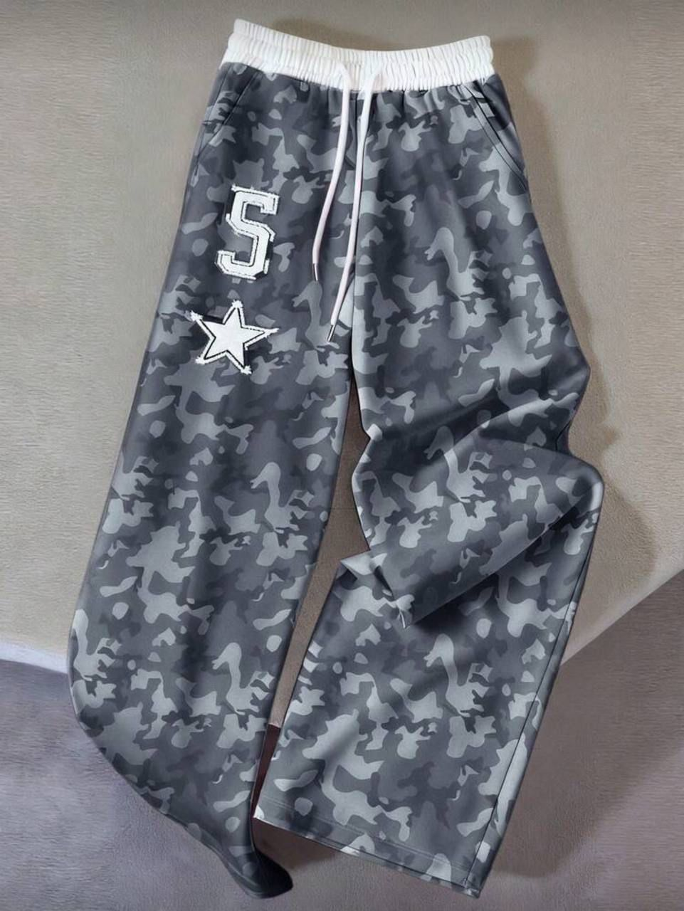 S ⭐️ Kamuflaj Nakışlı Baggy Unisex Eşofman Altı