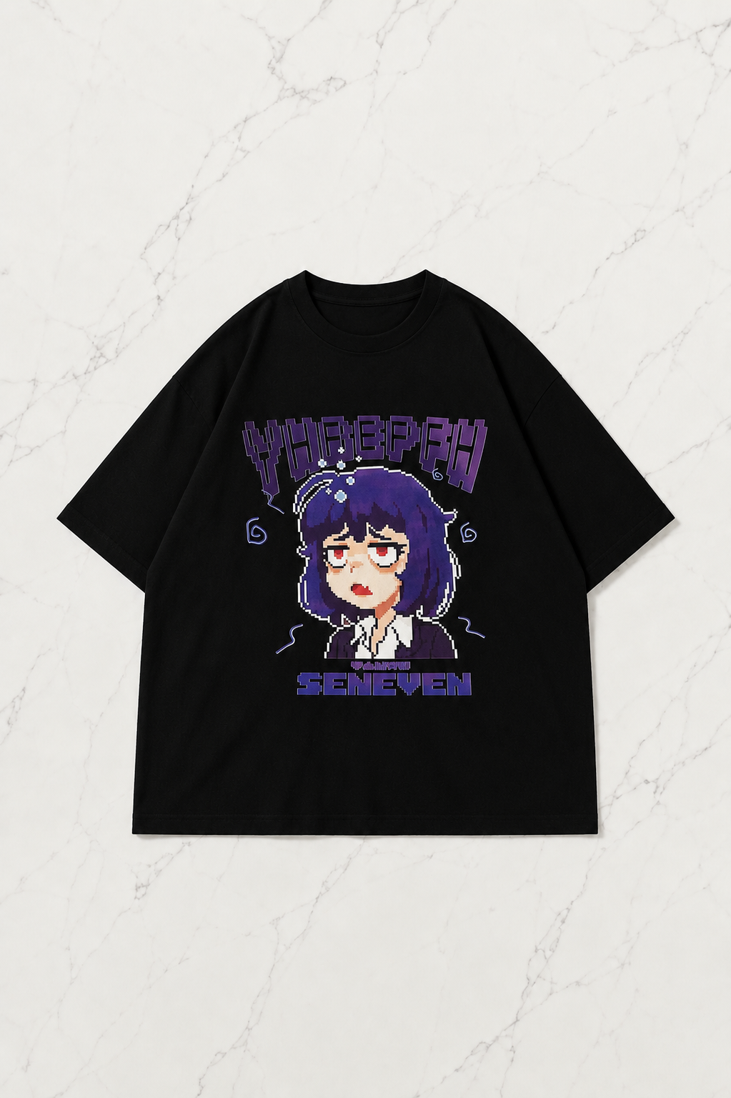 Seneven Detaylı Oversize Unisex Siyah T-shirt