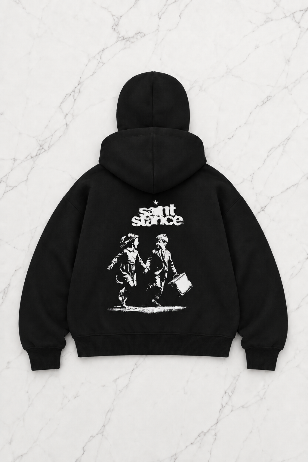 Siyah Dark Urban Saints Baskılı Kar Maskeli Unisex Sweatshirt Hırka
