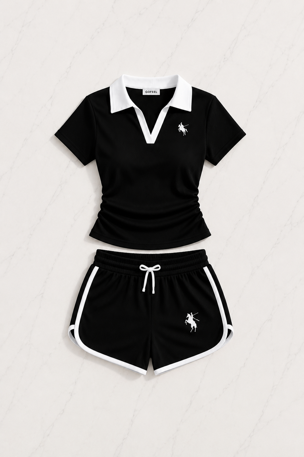 Siyah Fit Soul Polo Yaka & Şort Takım