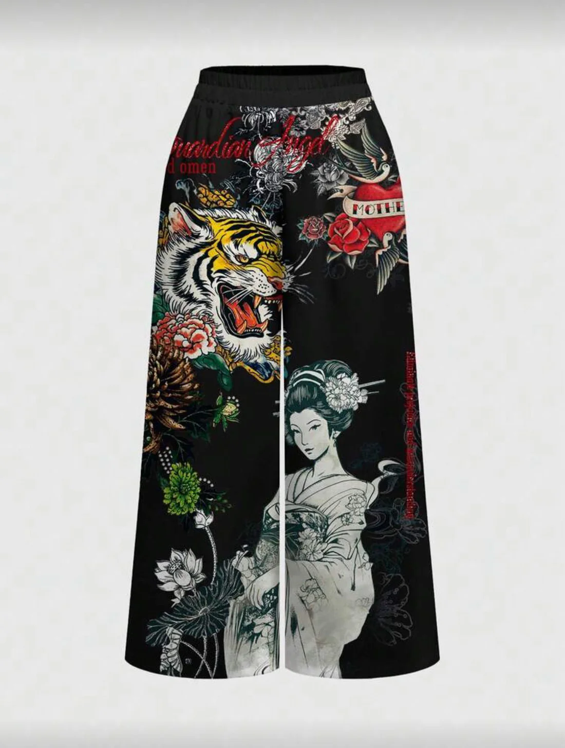 Siyah Flower And Tiger Detaylı Avant Dijital Baskı Eşofman Altı