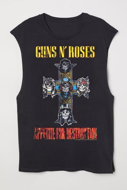 Siyah Guns N' Roses Appetite For Destruction Kolsuz Unisex T-shirt