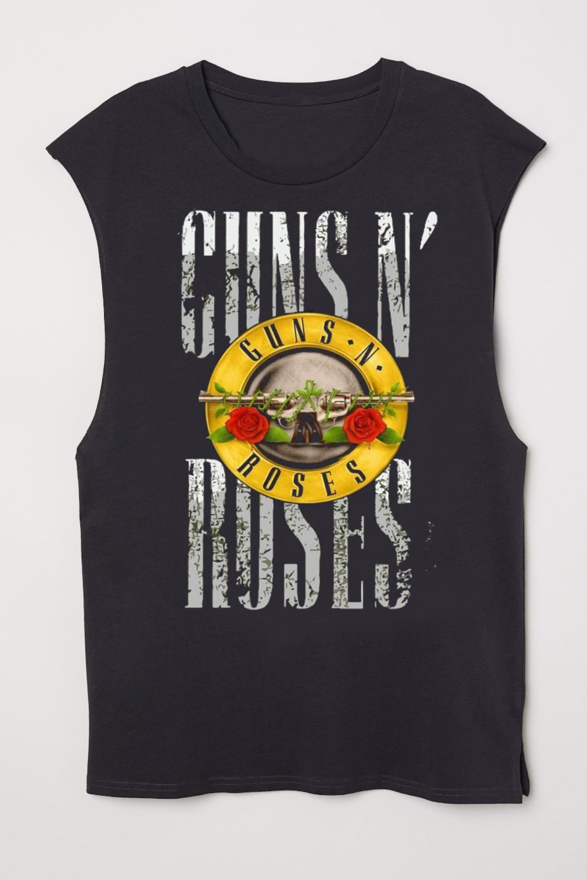 Siyah Guns N' Roses Group Kolsuz Unisex T-shirt