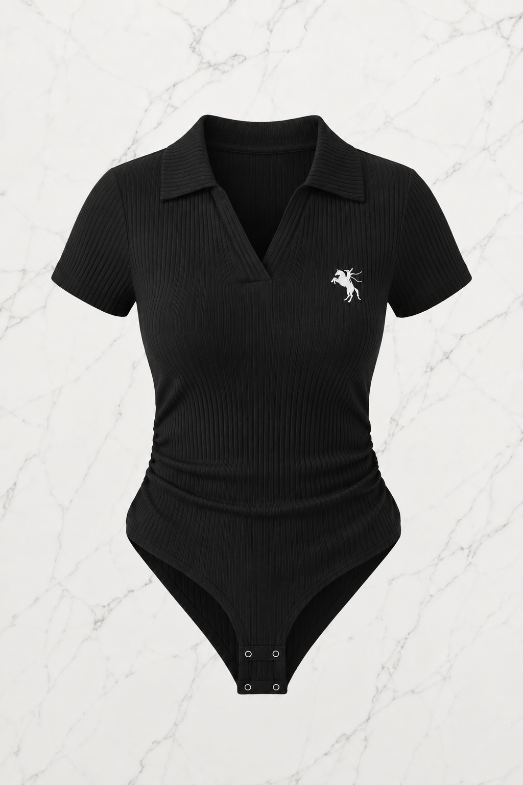 Siyah Polo Yaka Fitilli Likralı Premium Zıbın