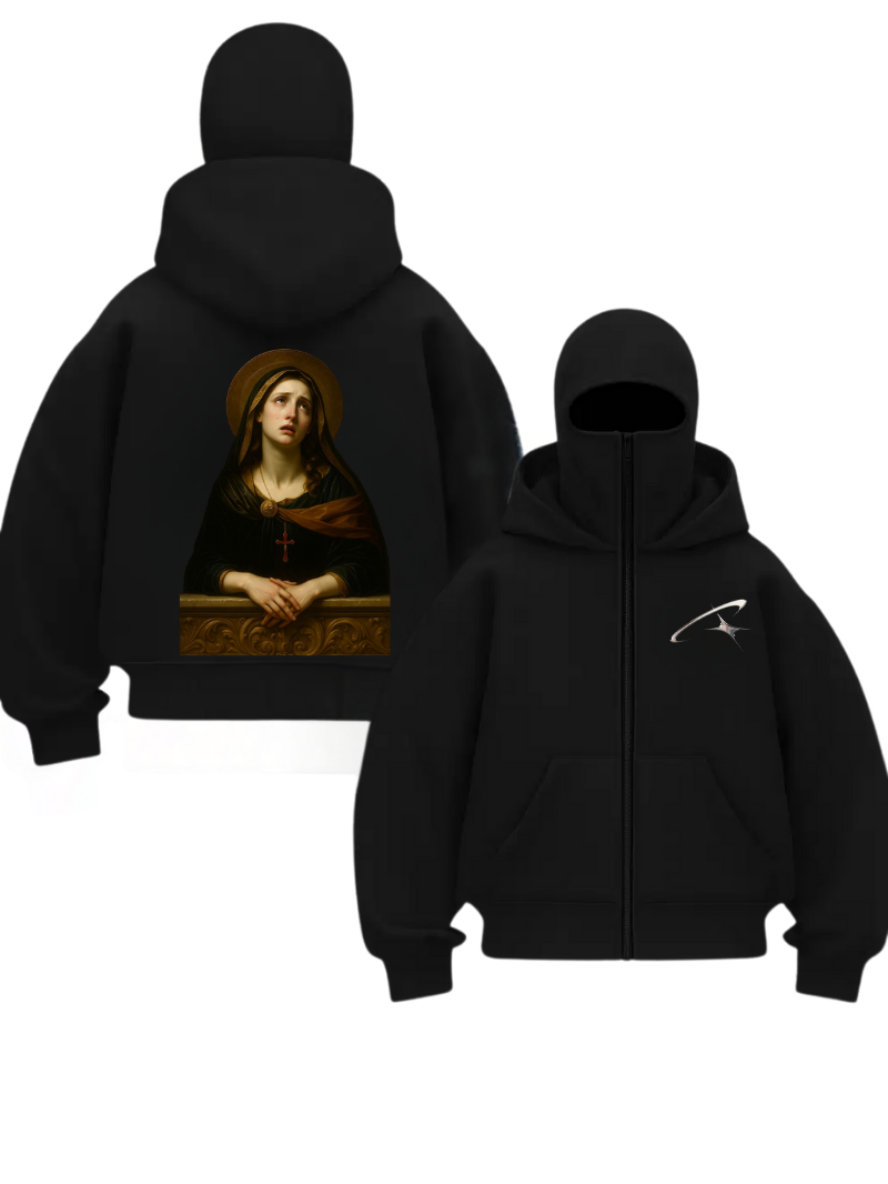 Siyah Unisex Kar Maskeli Crisa Lisa Baskılı Oversize Hırka